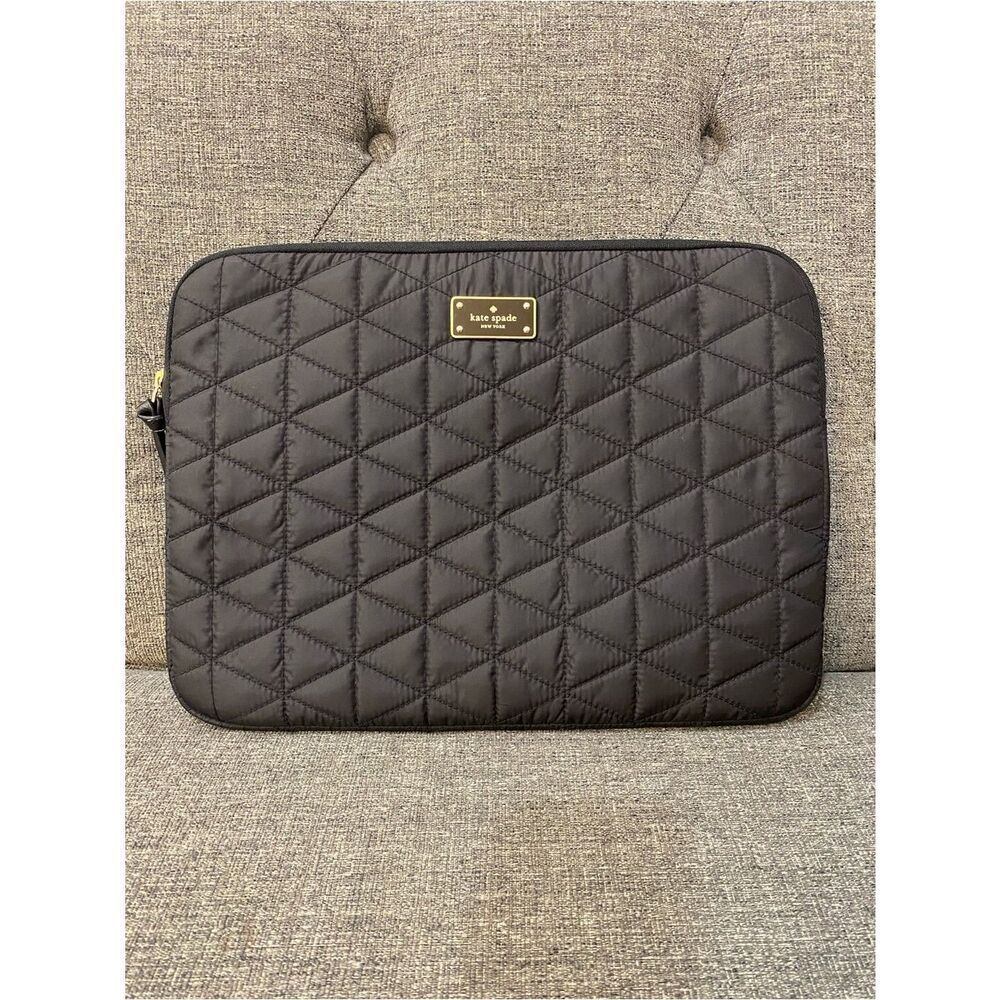 Kate Spade Black Quilted Laptop Case Size 14”X 10.5”